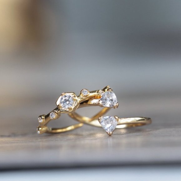 3/$25 🏷️ Sterling Silver Princess Ring Cubic Zirconia Gold Vermeil Ring - Picture 5 of 7